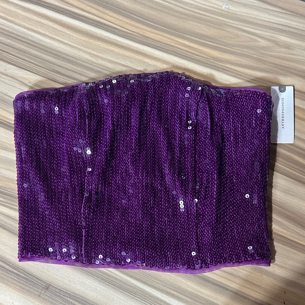 Anthropologie Vibrant Purple Sequin Top